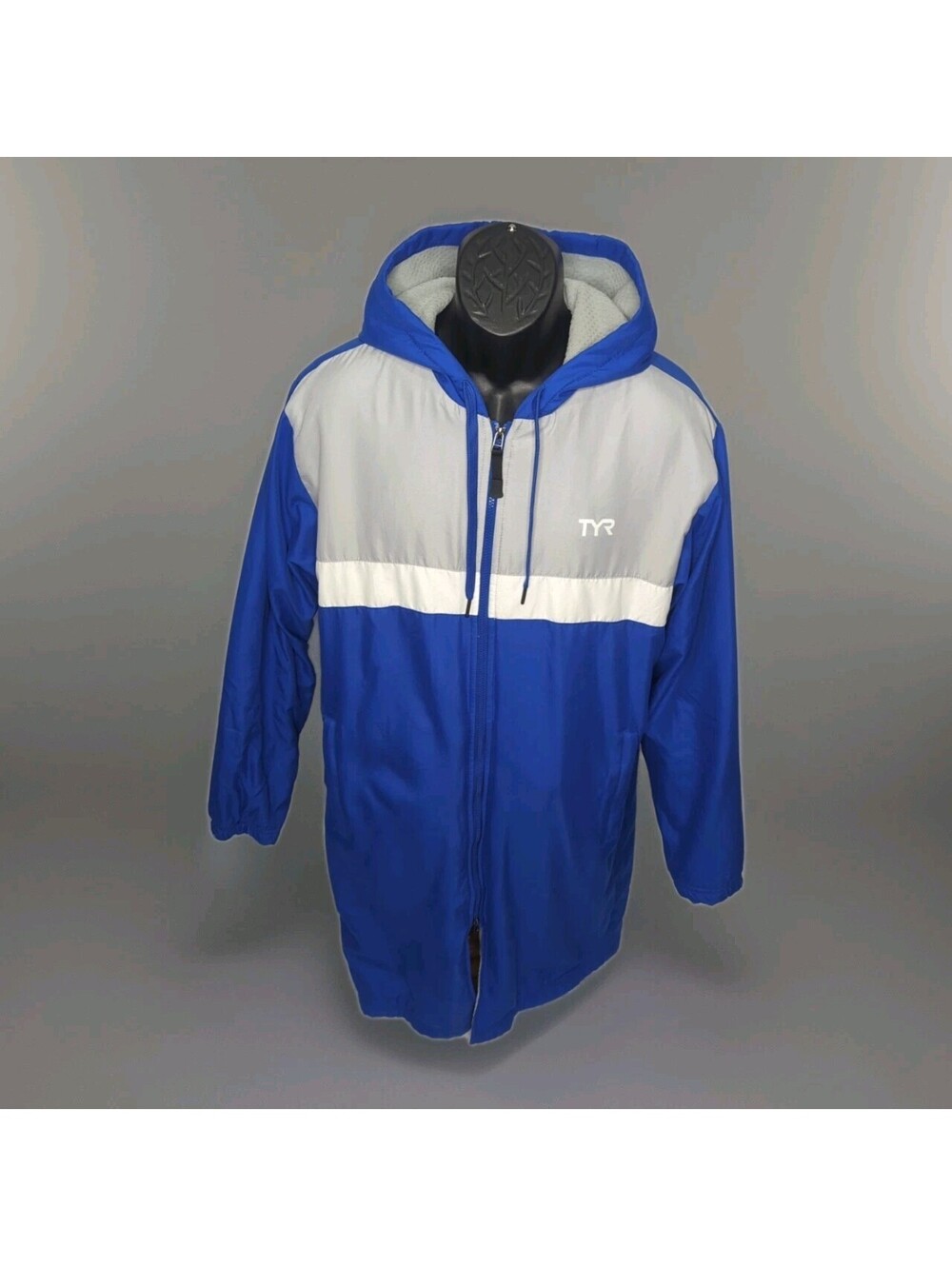 TYR Alliance Podium Parka Swimming Dive Towel Jacket Royal Blue Hooded Men Large